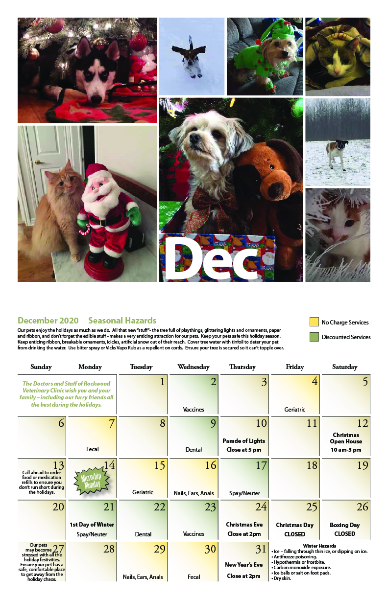 Our Calendar Veterinarians in Rockwood Rockwood Veterinary Clinic