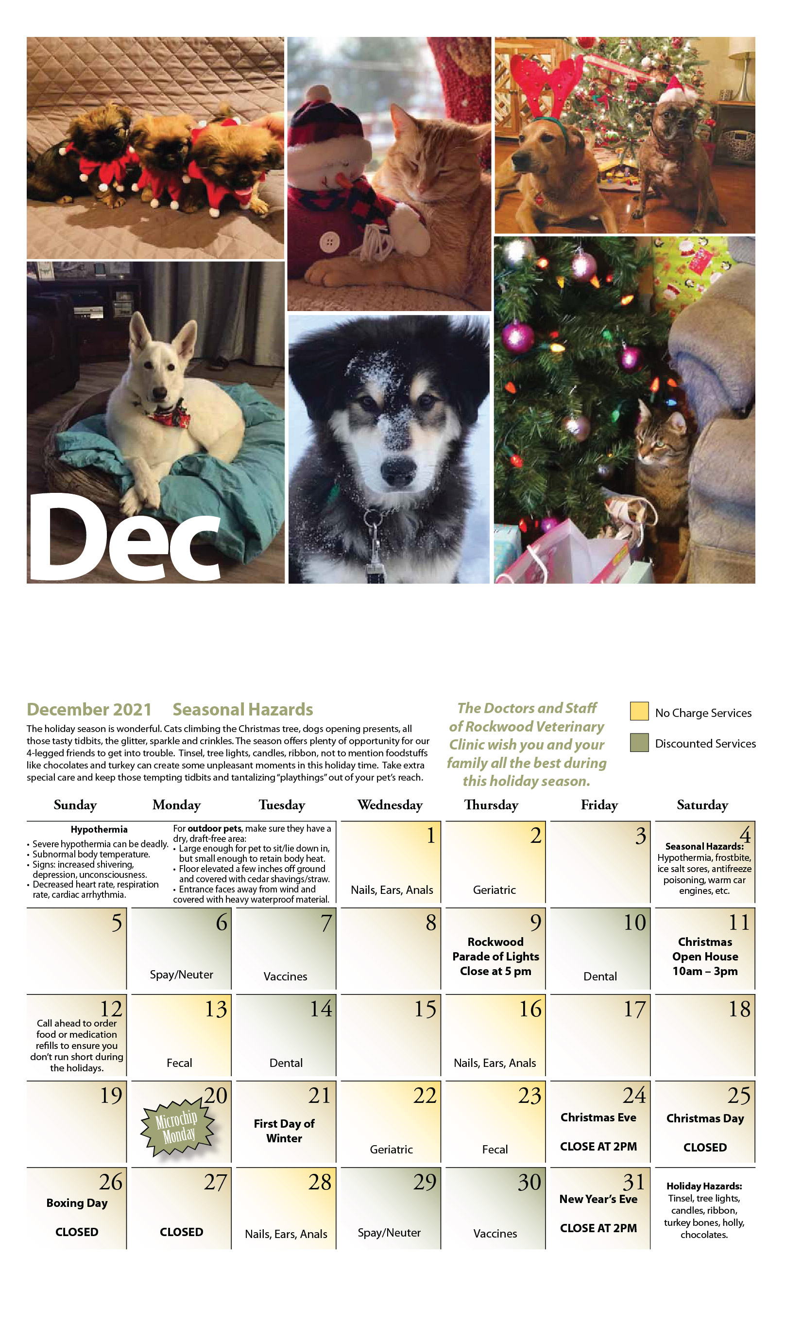 Our Calendar Veterinarians in Rockwood Rockwood Veterinary Clinic