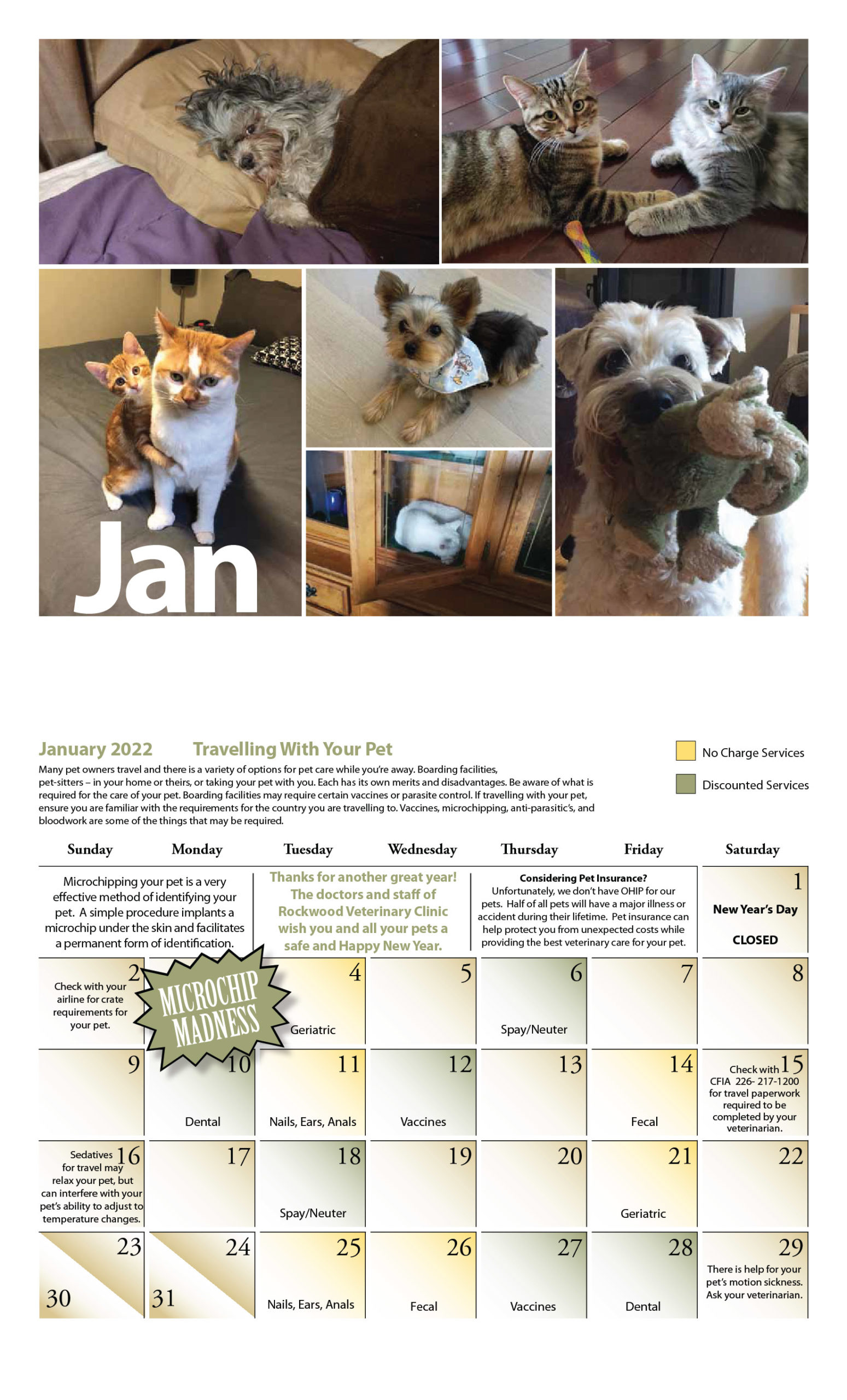 Our Calendar Rockwood Veterinary Clinic